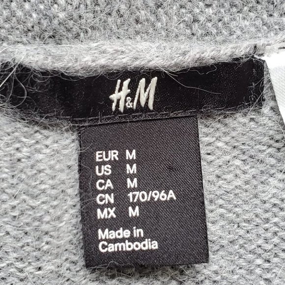 H&M Gray Angora Blend Open Front Classic Minimalist Cardigan Size M - Picture 8 of 13